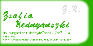 zsofia mednyanszki business card